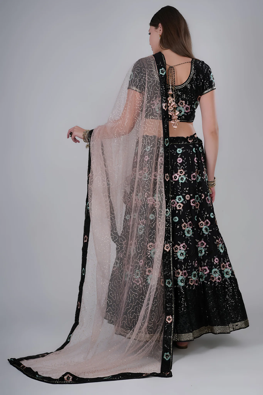 Midnight Black Floral Lehenga
