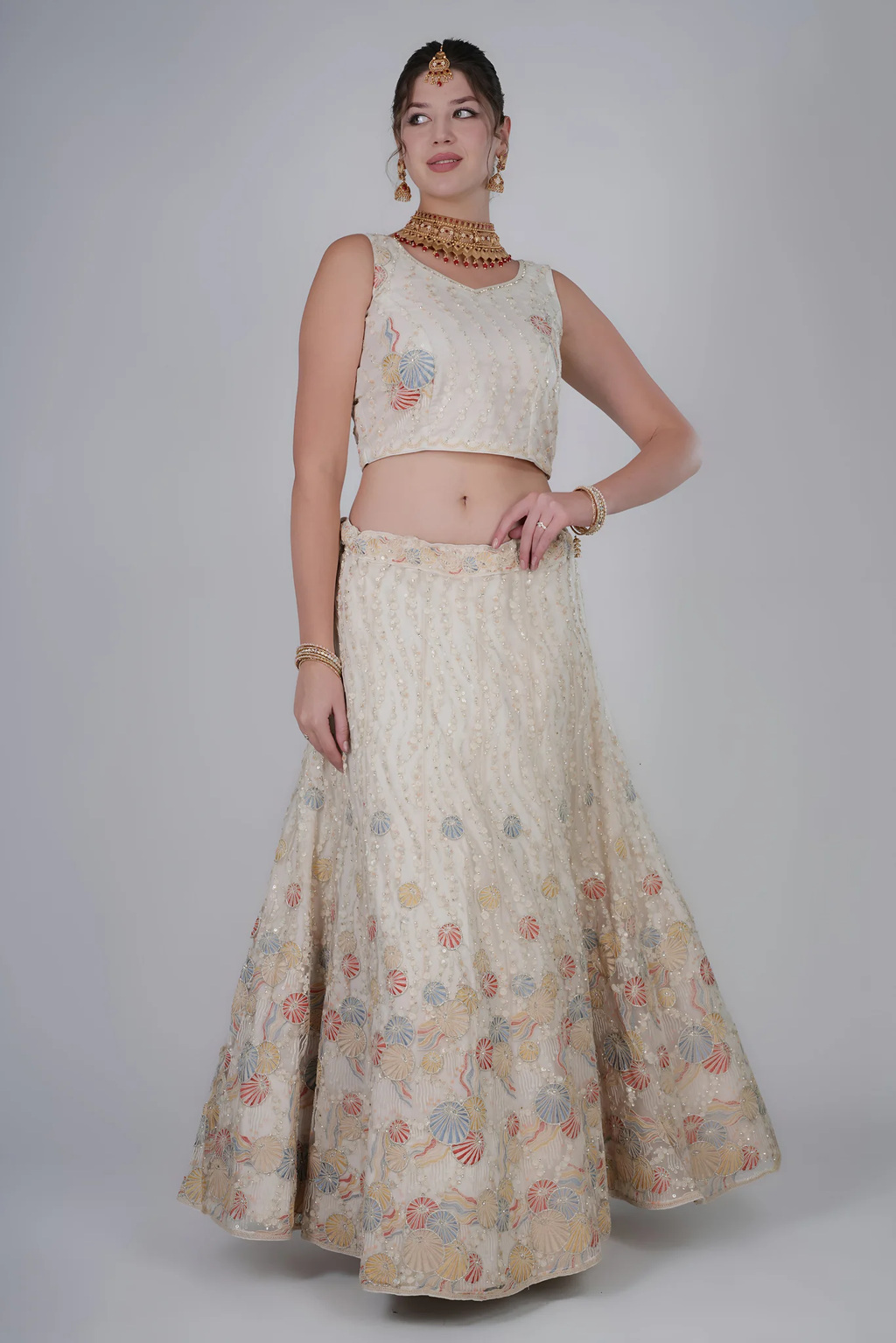 Ivory Beige Lehenga