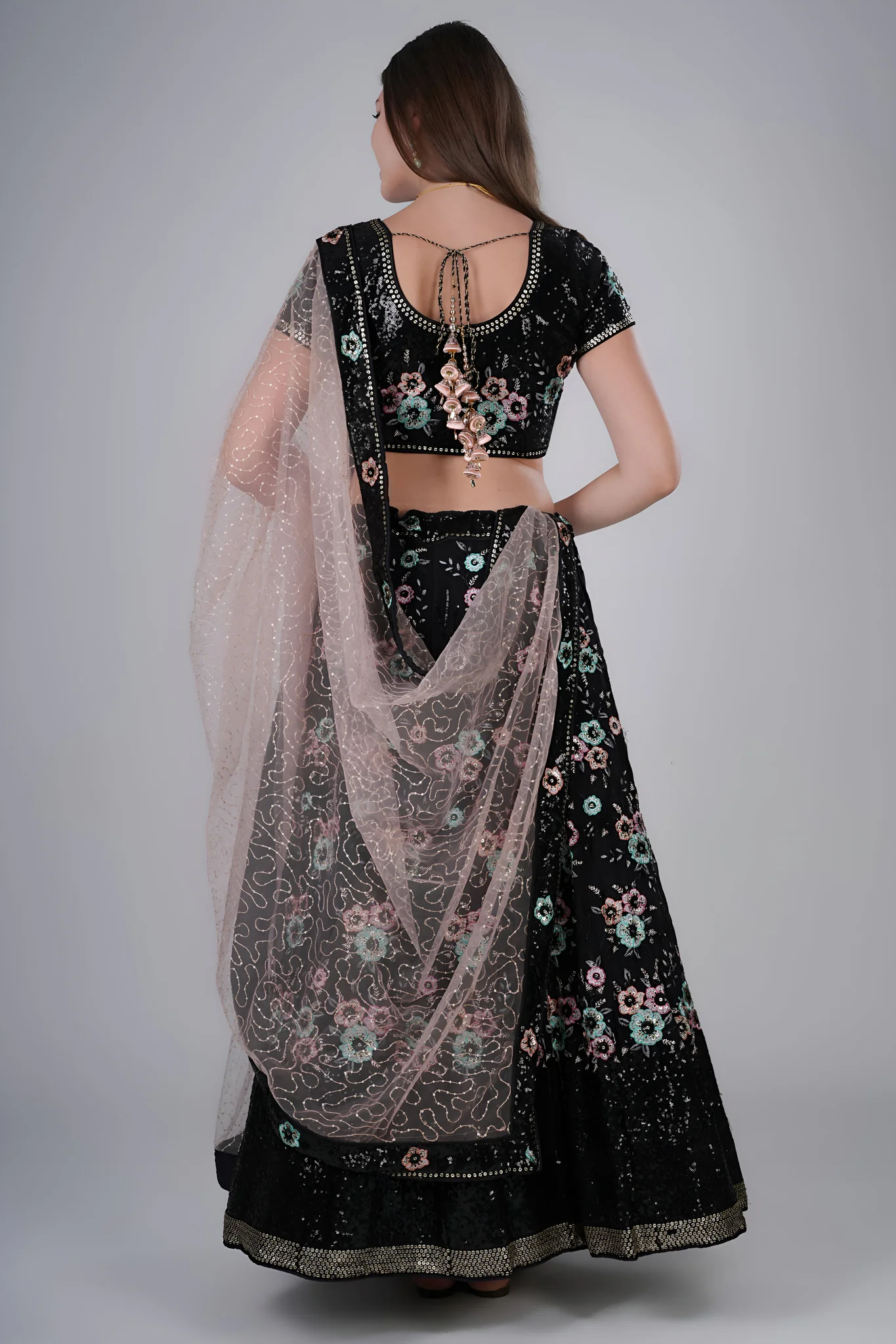 Midnight Black Floral Lehenga