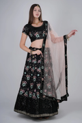 Midnight Black Floral Lehenga