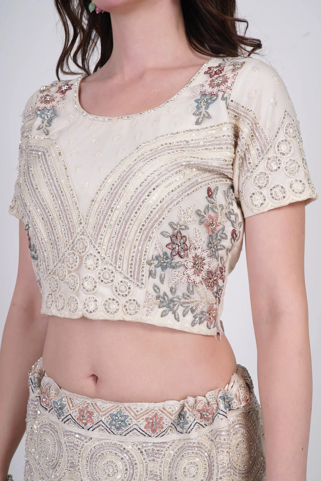 Ivory White Floral Lehenga