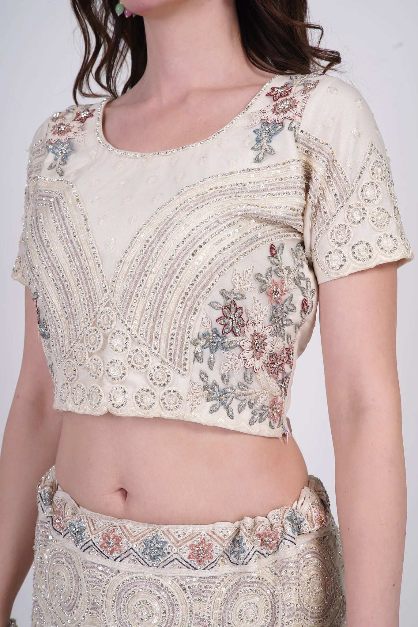 Ivory White Floral Lehenga
