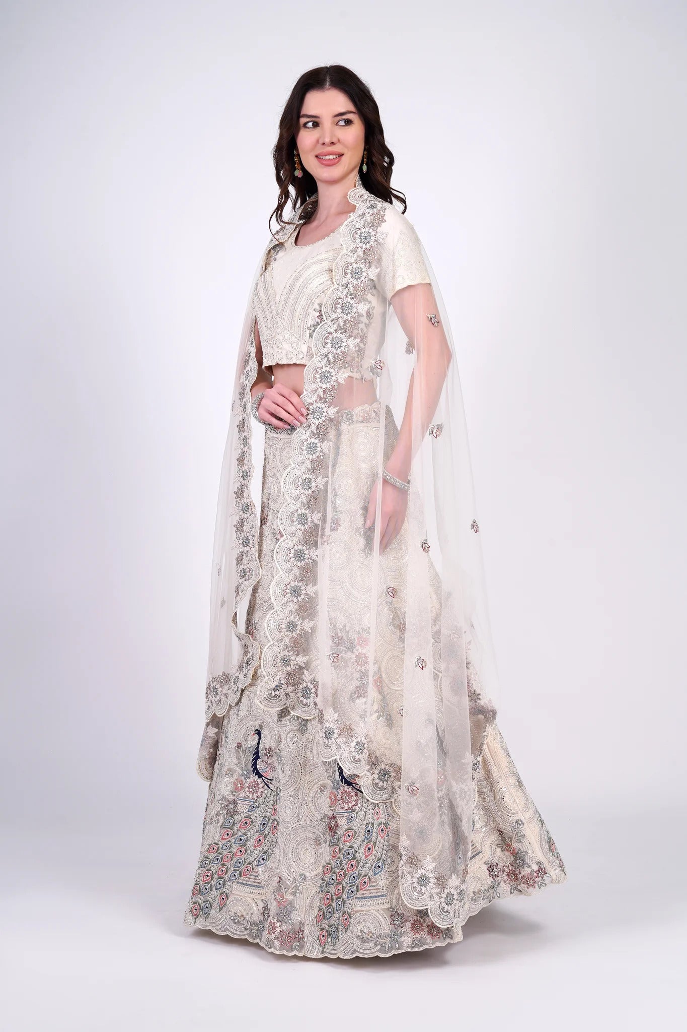 Ivory White Floral Lehenga