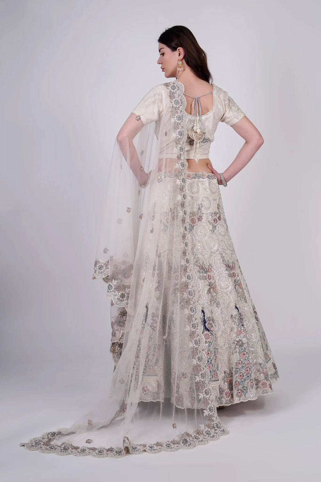 Ivory White Floral Lehenga