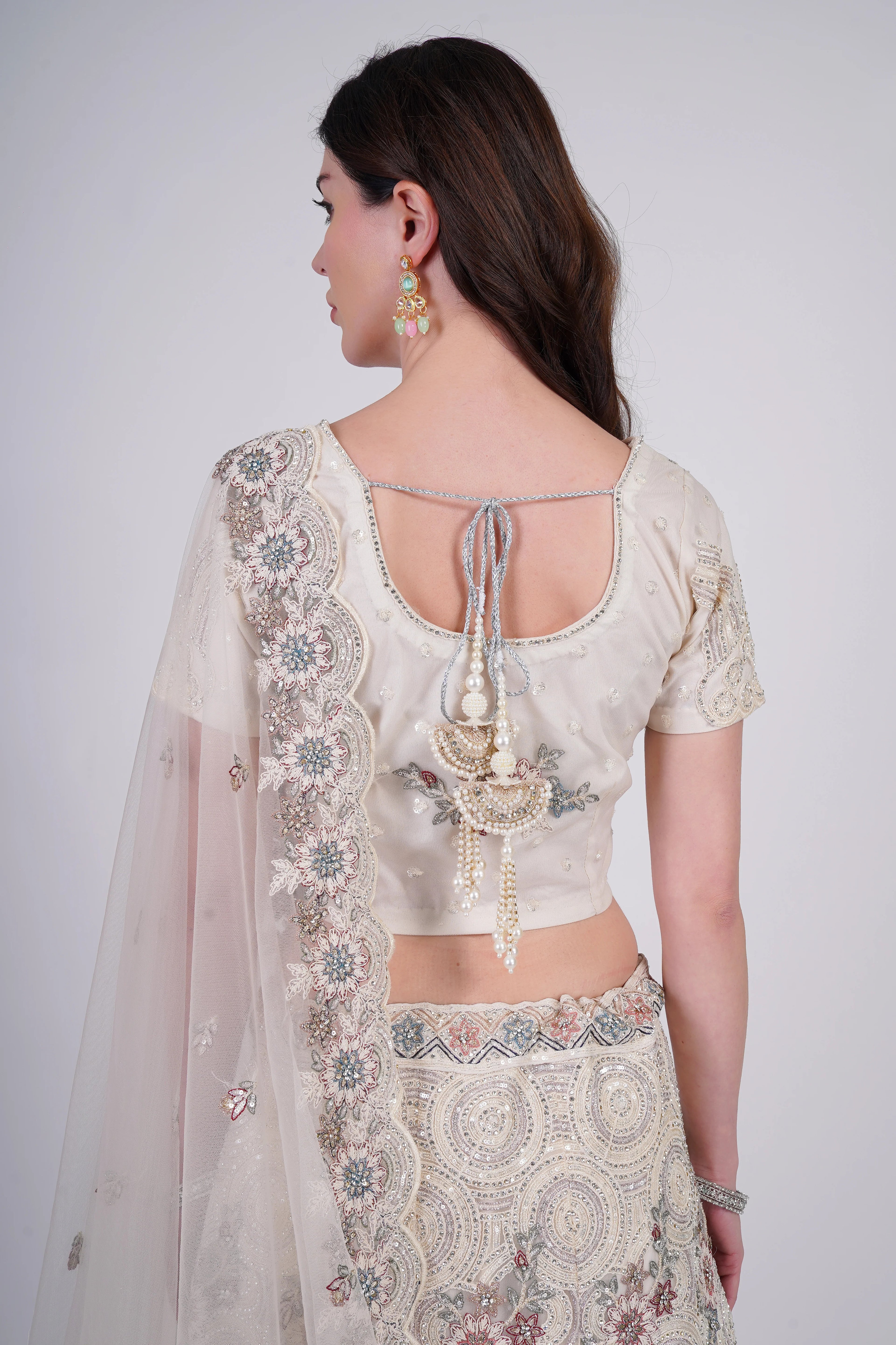 Ivory White Floral Lehenga