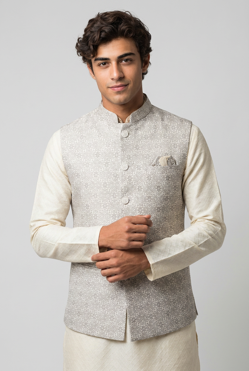 Ivory Crest Nehru Jacket