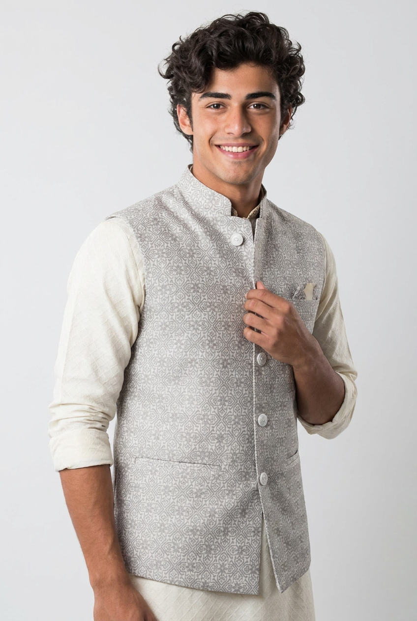 Ivory Crest Nehru Jacket