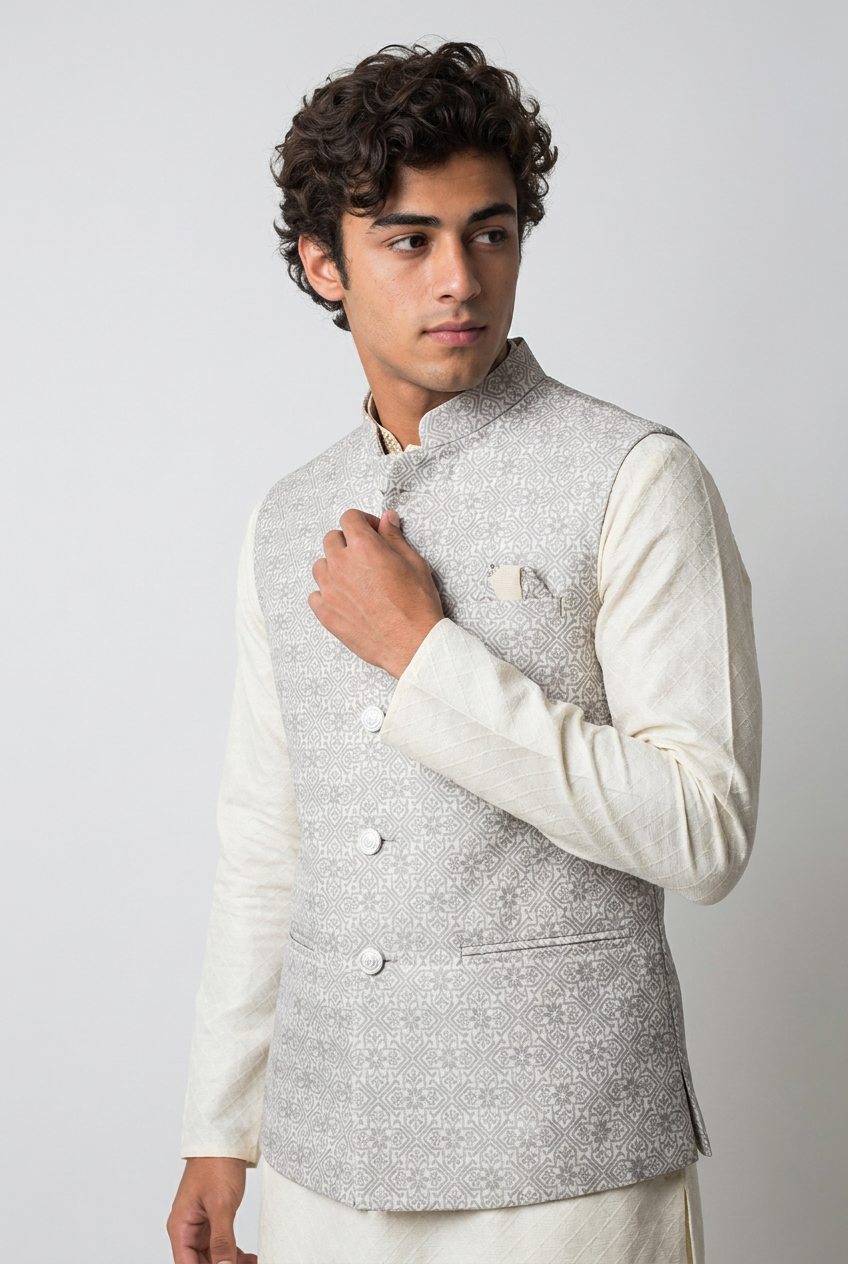 Ivory Crest Nehru Jacket